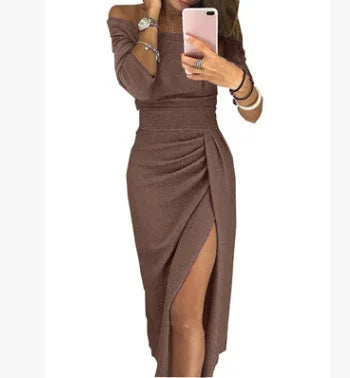 Kaïa – Glitter One-Shoulder Midi Dress