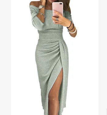 Kaïa – Glitter One-Shoulder Midi Dress