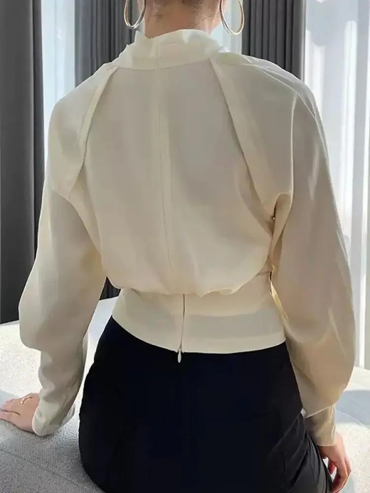 Selène – Pleated V-Neck Blouse