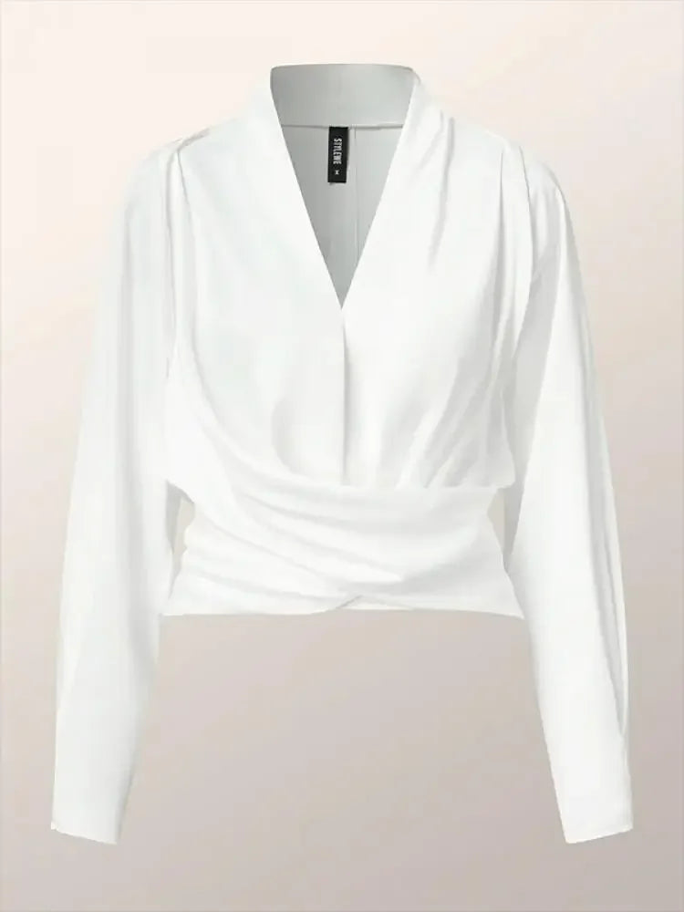 Selène – Pleated V-Neck Blouse