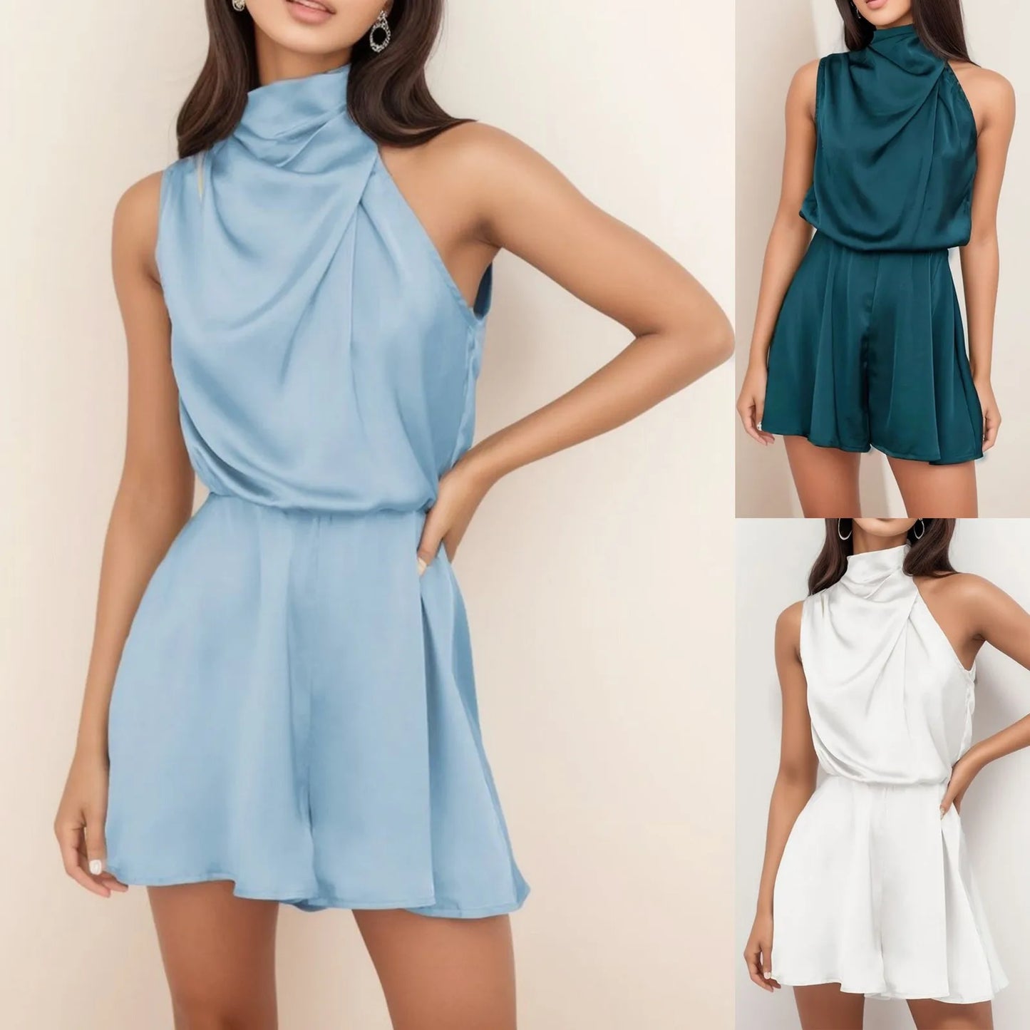 Mireya – Satin Mock-Neck Dress