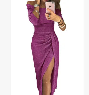 Kaïa – Glitter One-Shoulder Midi Dress