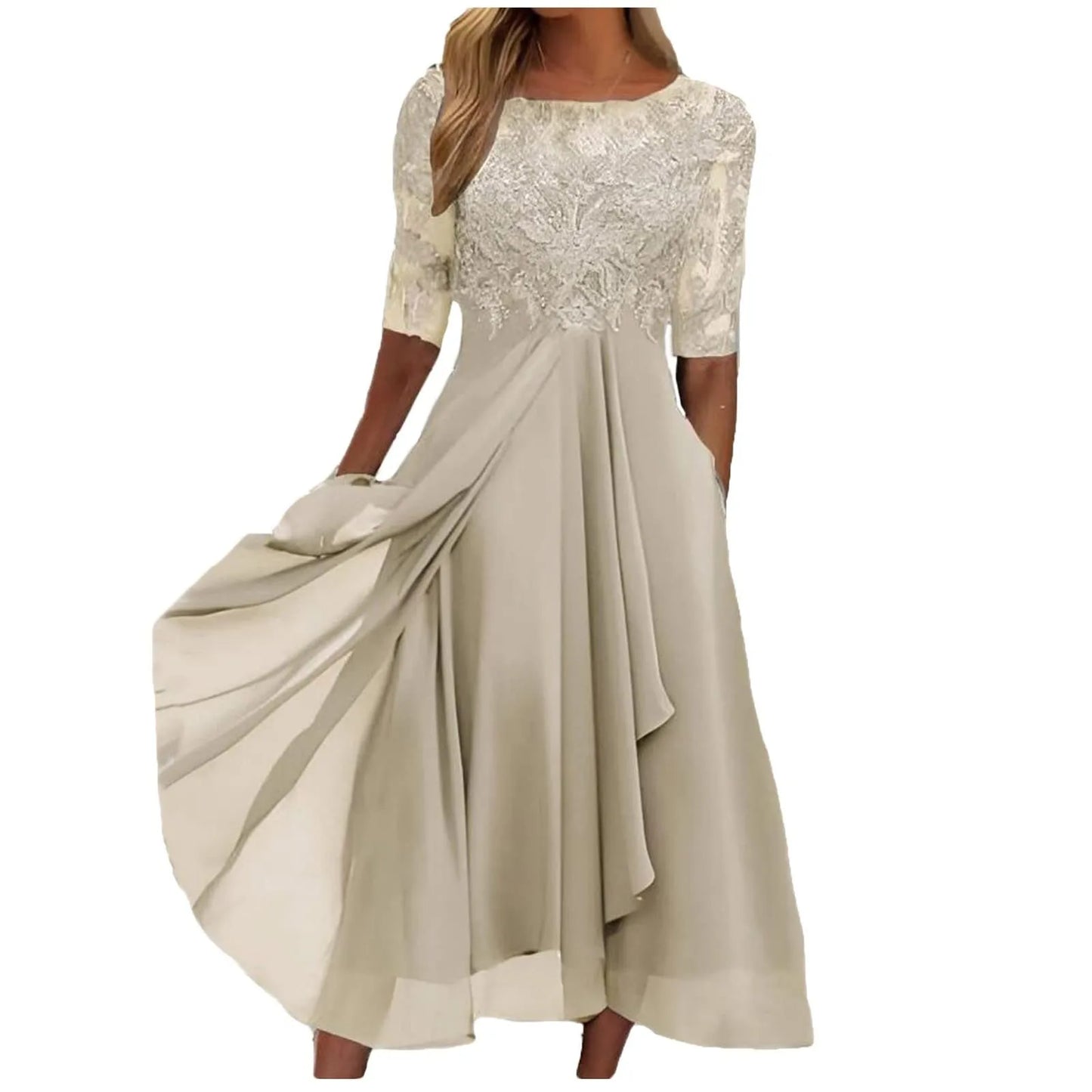 Elayne – Embroidered Chiffon Midi Dress