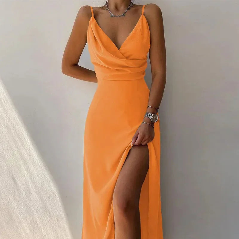 Amara – Printed V-Neck Maxi Dress