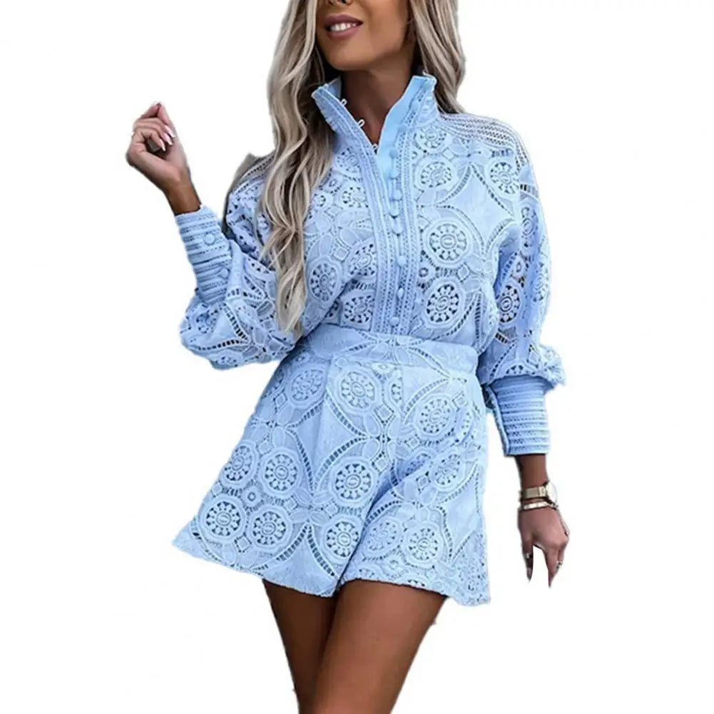 Corinne – Vintage Lace Shorts Set