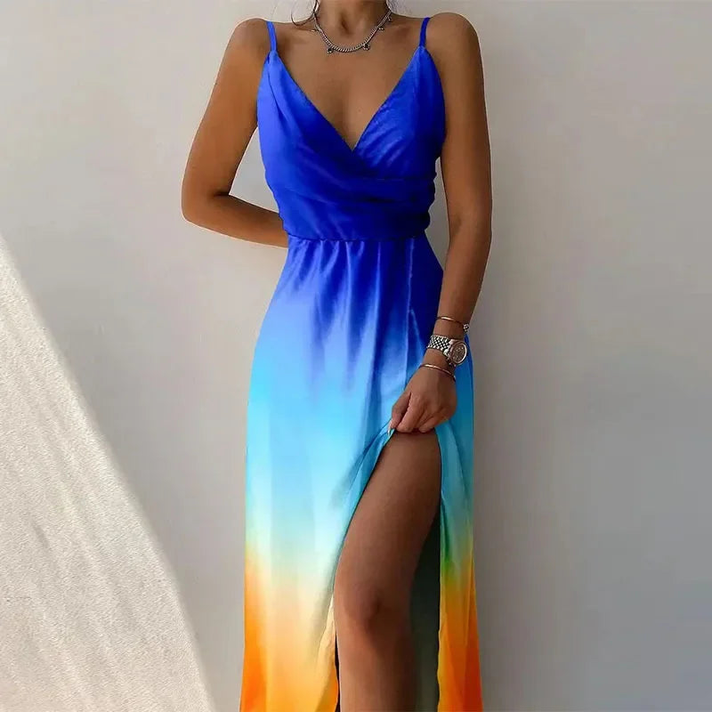 Amara – Printed V-Neck Maxi Dress