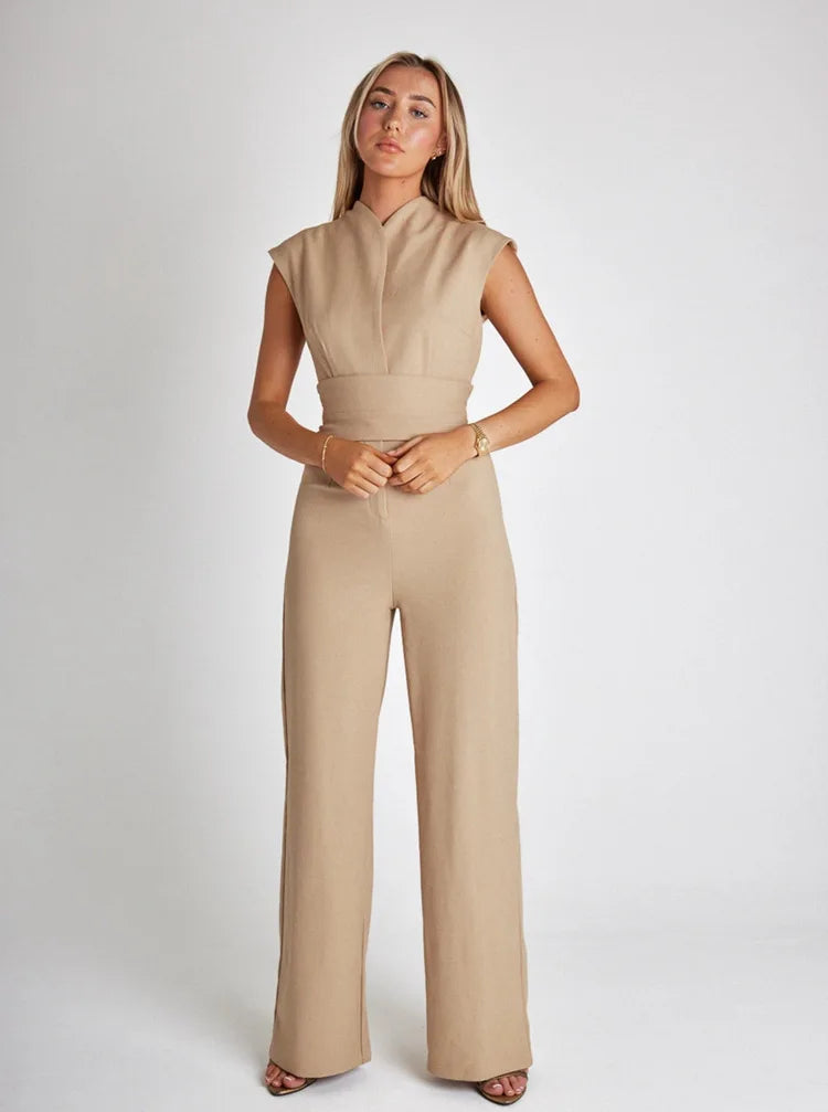 Elyra – Belted V-Neck Jumpsuit