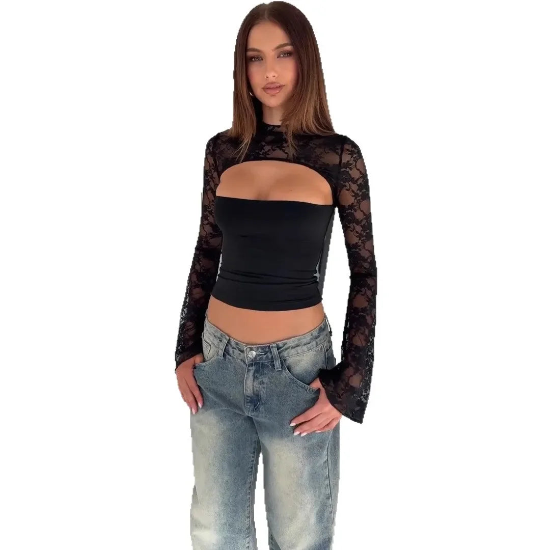 Lynéa – Lace Splice Crop Top
