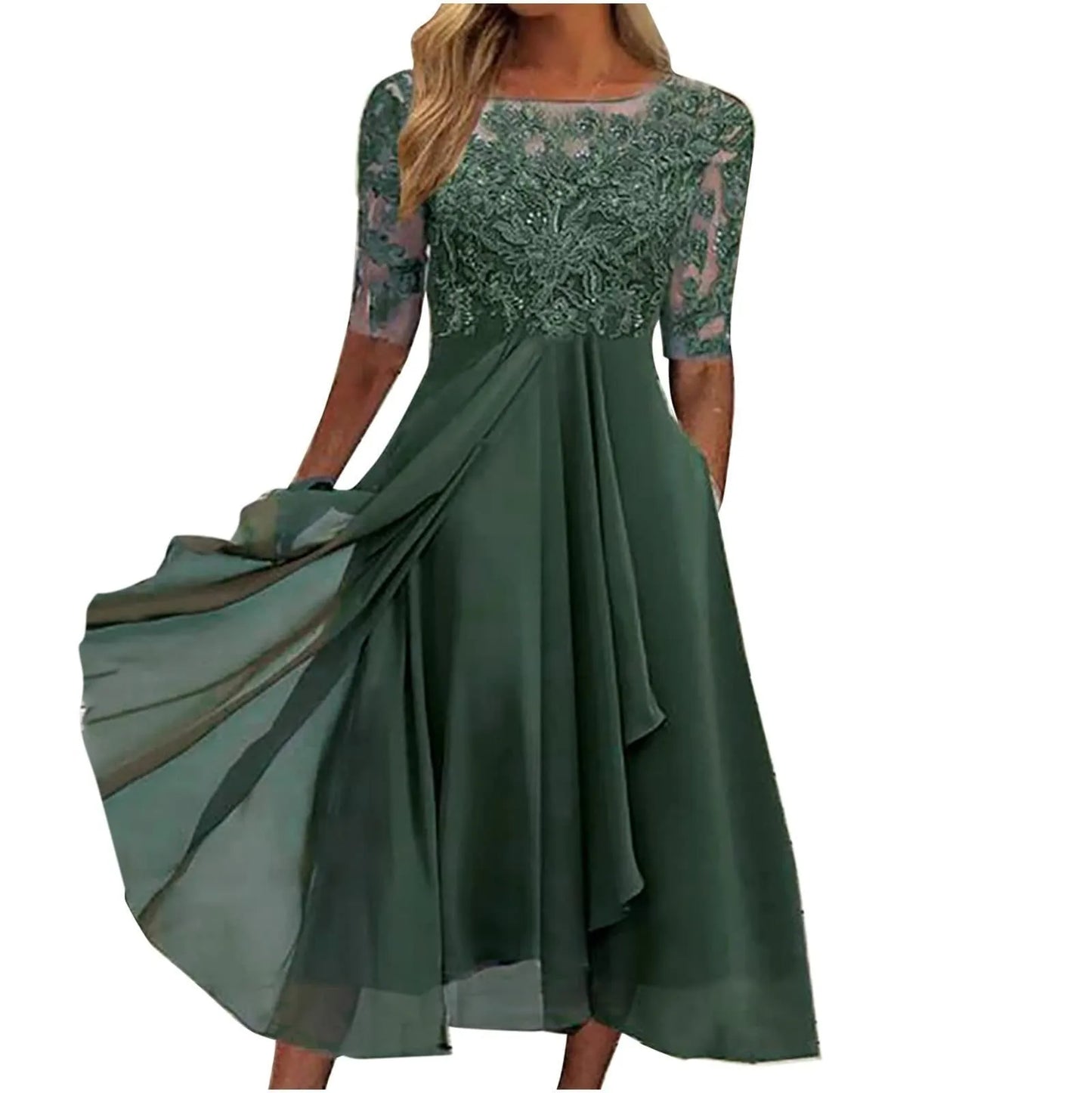 Elayne – Embroidered Chiffon Midi Dress