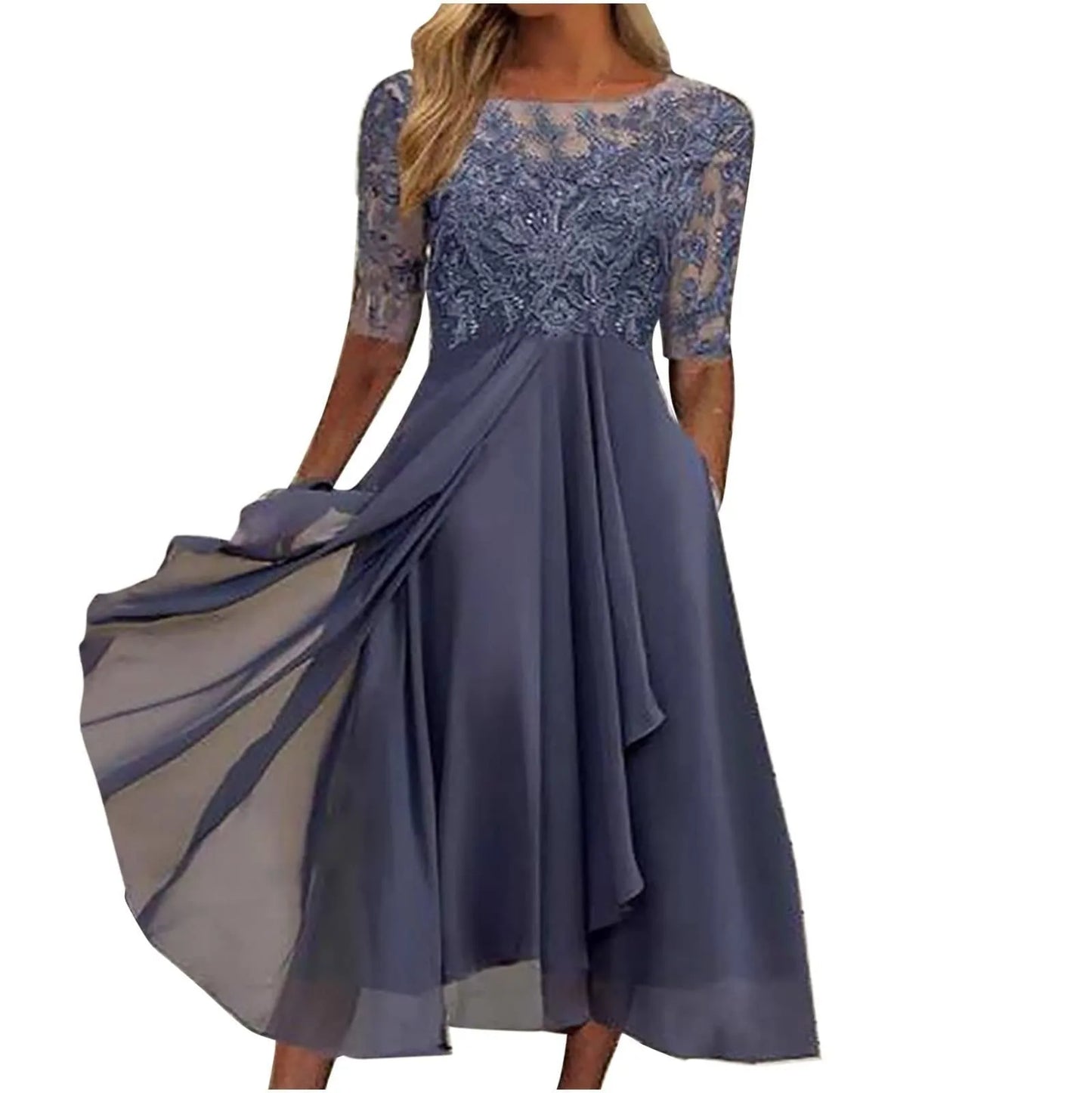 Elayne – Embroidered Chiffon Midi Dress