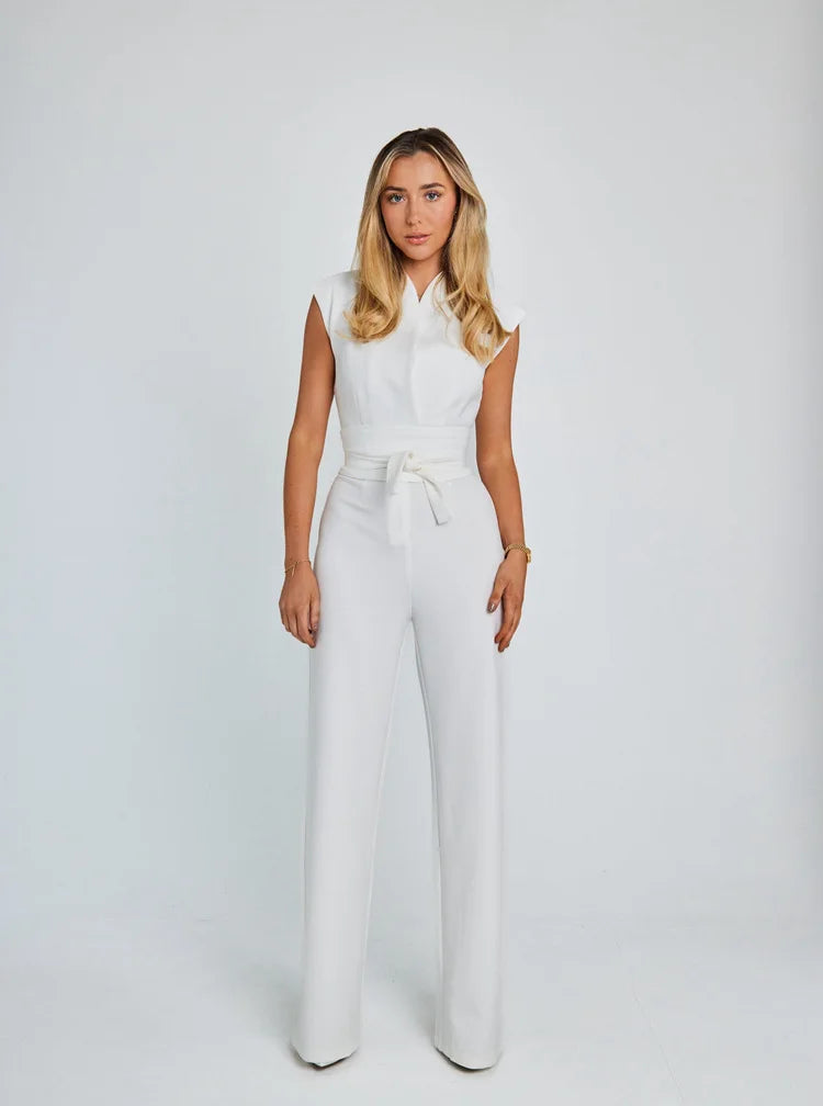 Elyra – Belted V-Neck Jumpsuit