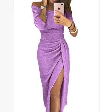 Kaïa – Glitter One-Shoulder Midi Dress