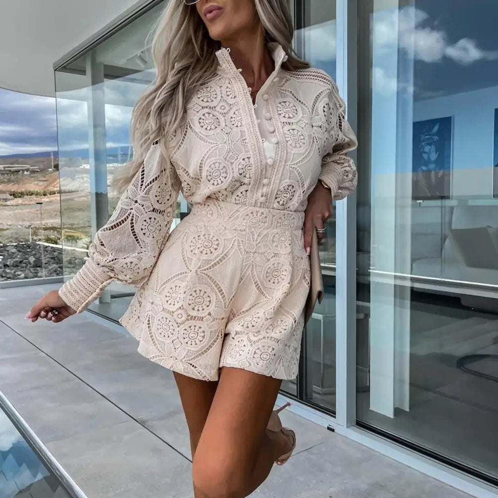 Corinne – Vintage Lace Shorts Set