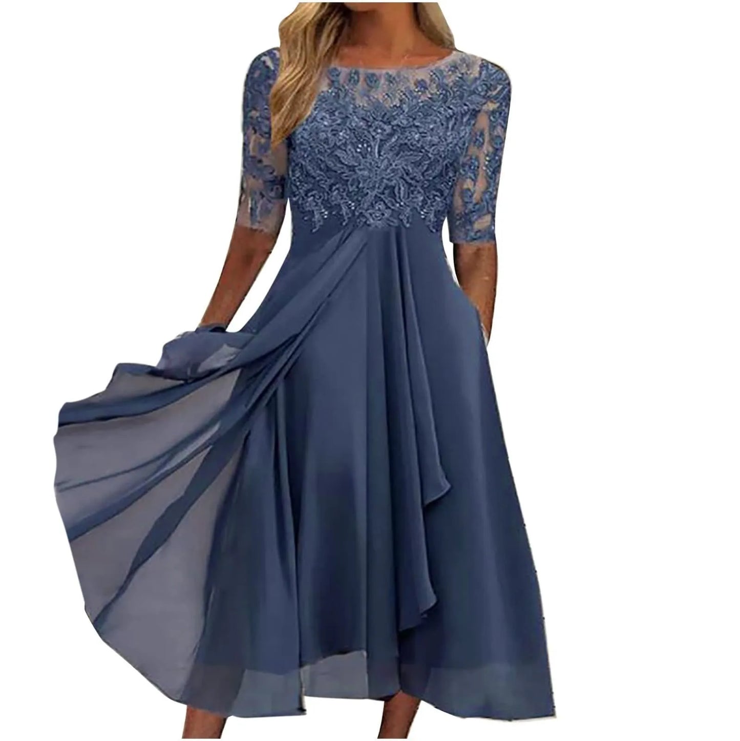 Elayne – Embroidered Chiffon Midi Dress