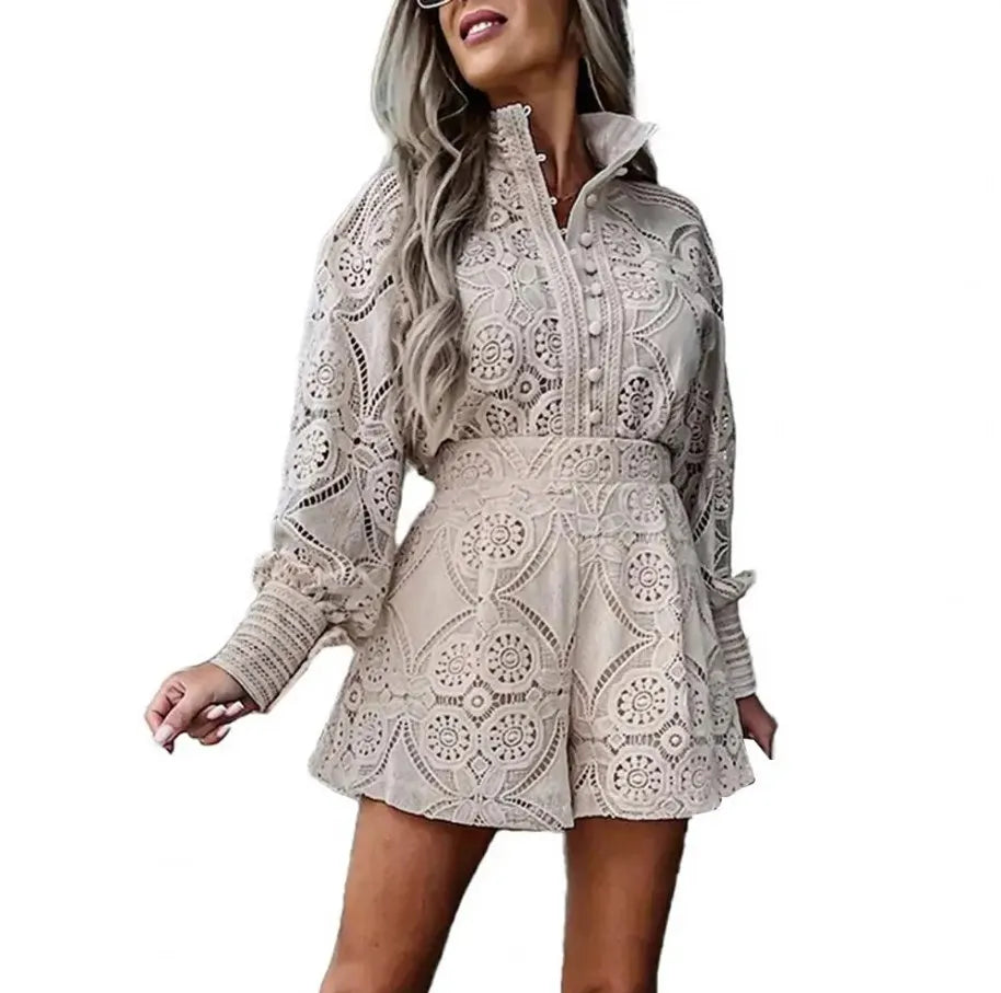 Corinne – Vintage Lace Shorts Set
