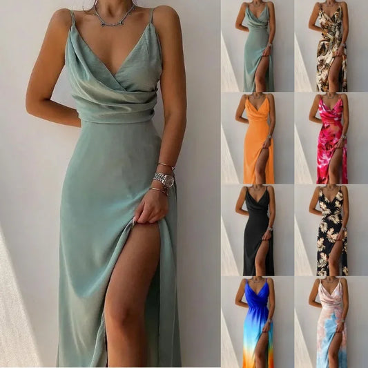 Amara – Printed V-Neck Maxi Dress