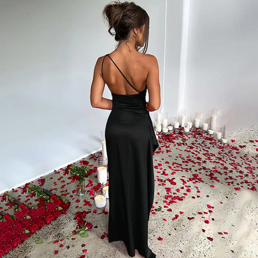 Thalía – One-Shoulder Pleated Maxi Dress