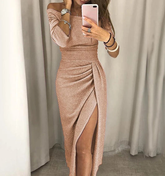 Kaïa – Glitter One-Shoulder Midi Dress