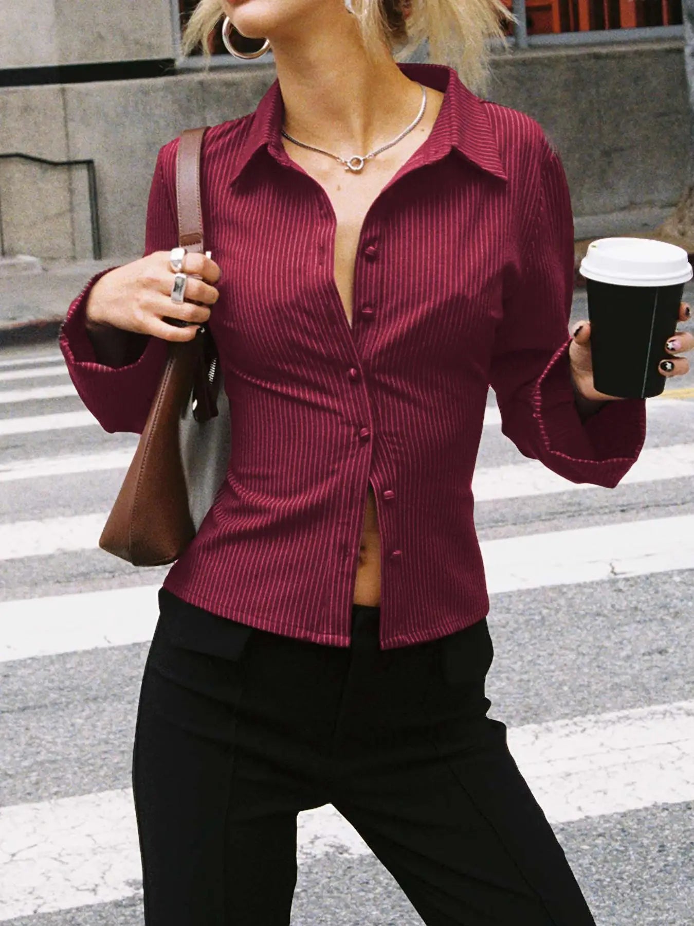Liora – Striped Button-Down Shirt
