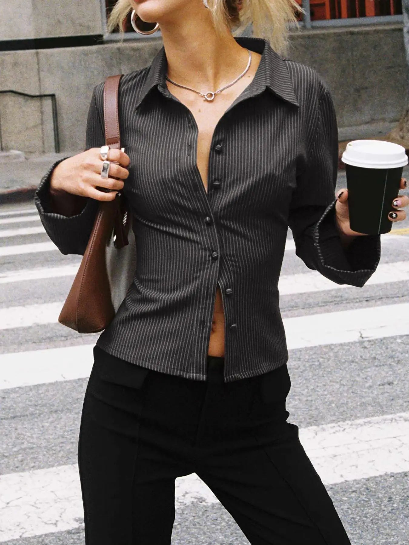 Liora – Striped Button-Down Shirt