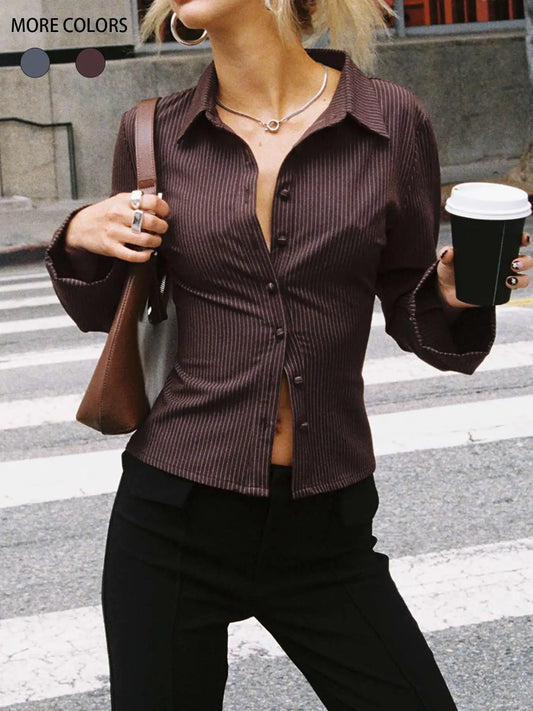 Liora – Striped Button-Down Shirt